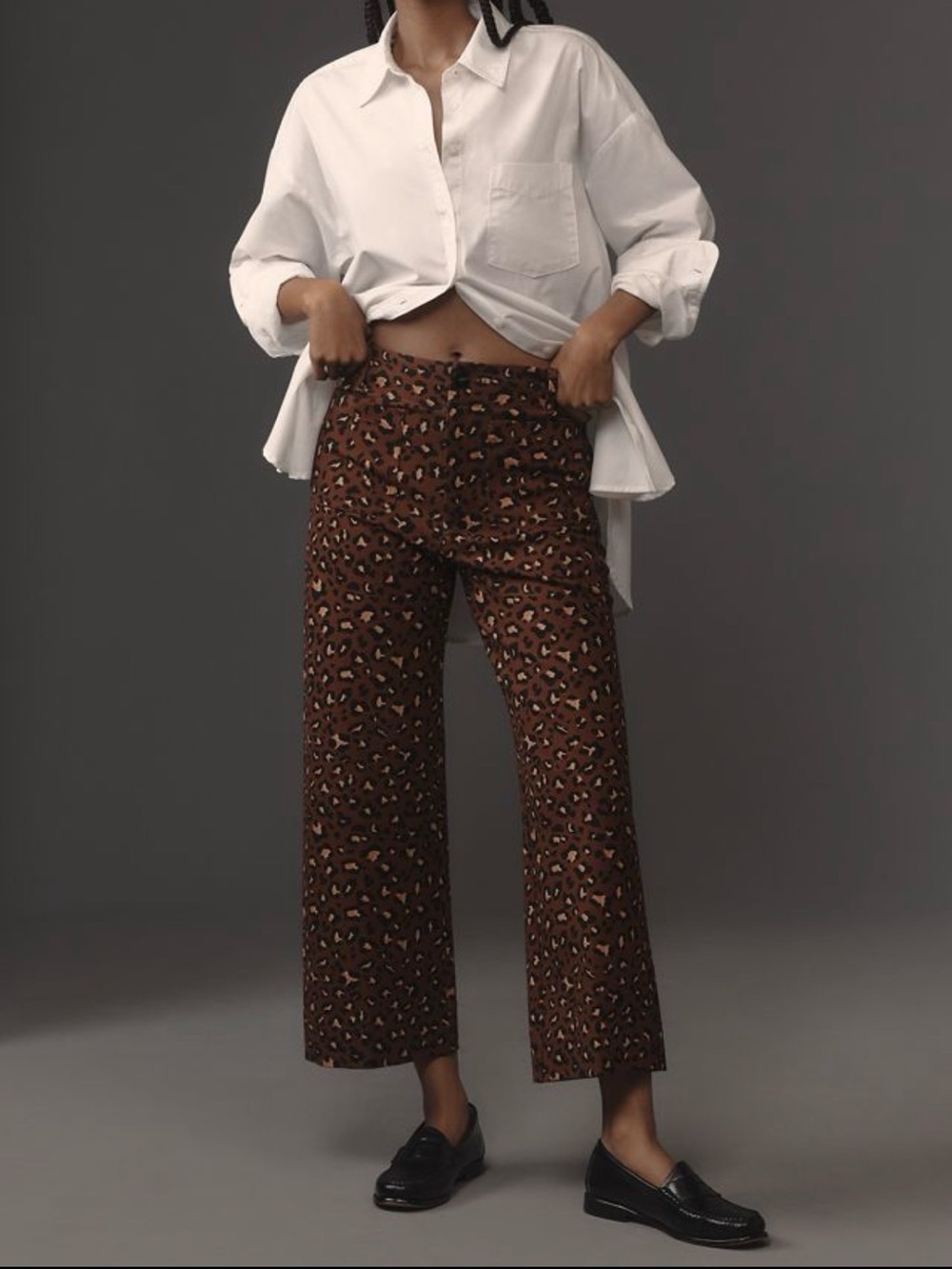 Anthropologie Maeve The Colette Ponte Crop Wide-Leg Leopard Pants 28